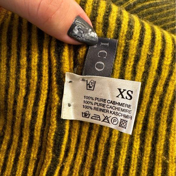 HAWICO Scotland 100% Chashmere Ribbed Yellow & Green Knit Sweater - Picture 7 of 7